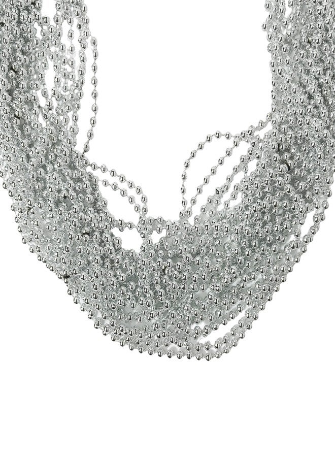 LUV HER Silver Metallic Beaded Necklaces 24-Pack - 33 Inch Long Party Accessories for Girls & Women - Fun Dress-Up & Pretend Play - Perfect for New Year’s Eve, Disco Nights, Weddings & Graduation Celebrations - Image 4